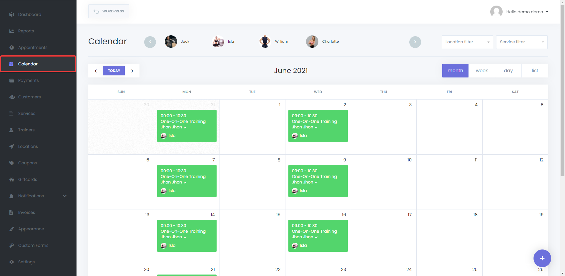 Sports and Fitness Appointment Booking Software
