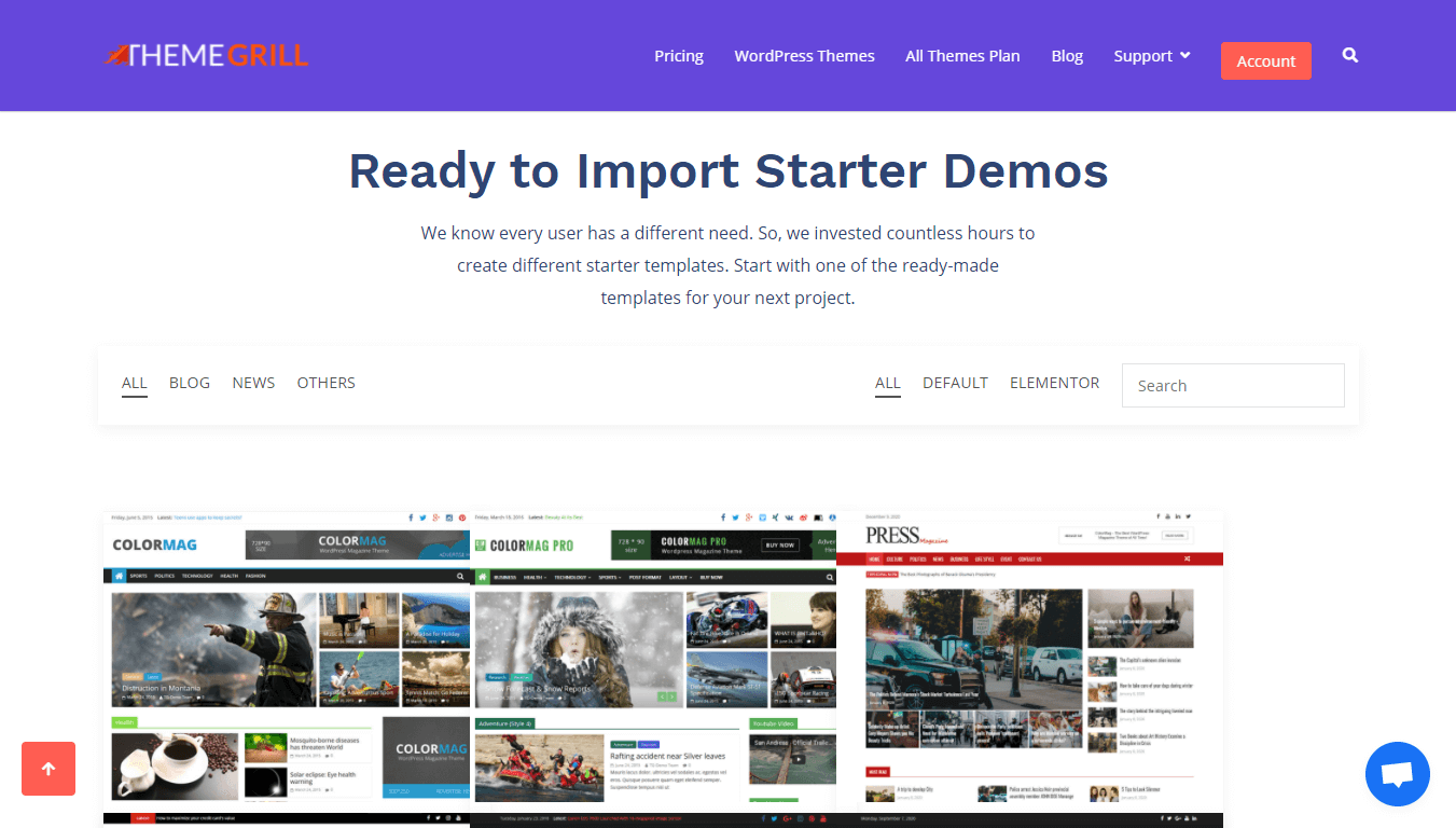 ColorMag theme ready made templates