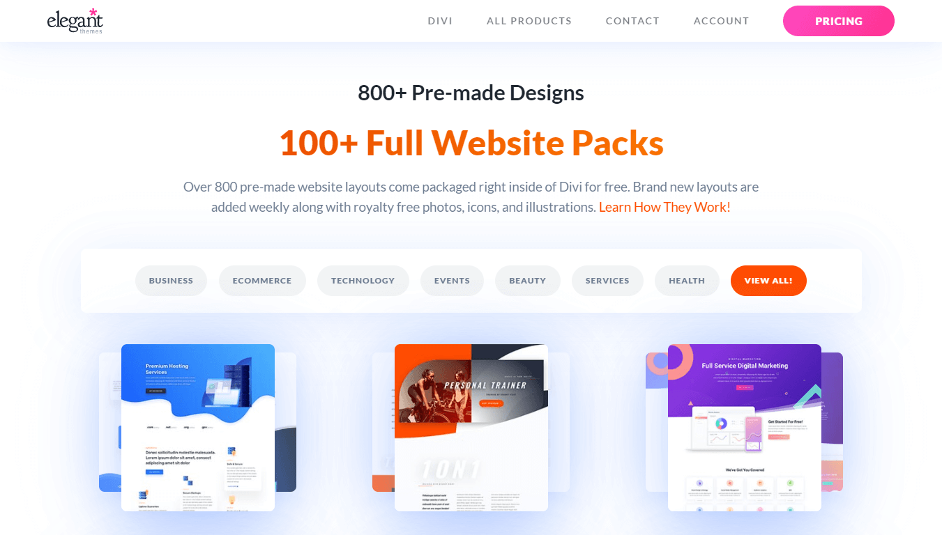 Divi premade templates