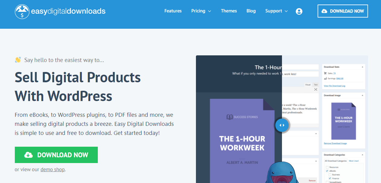 Easy Digital download is an e-commerce plugin to sell your products, and it provides a system for selling.