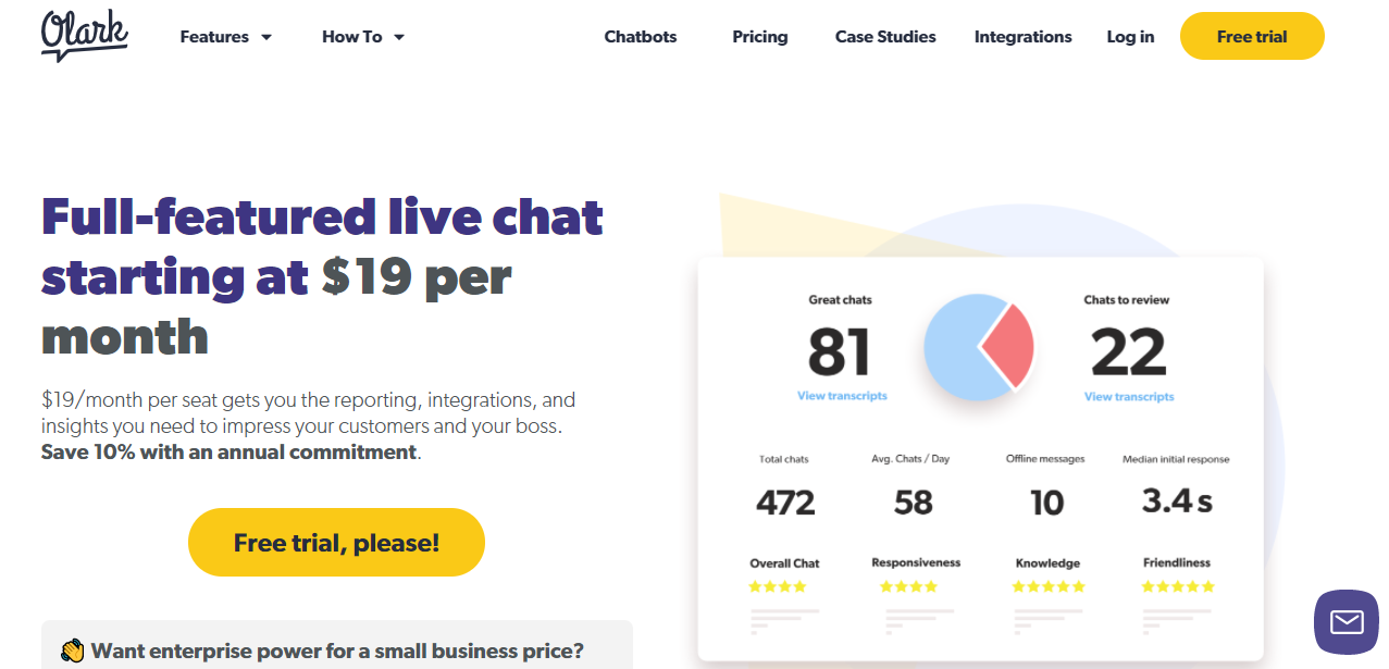 Olark is one of the most effective tool to increase your sales and communicate well with your customers.