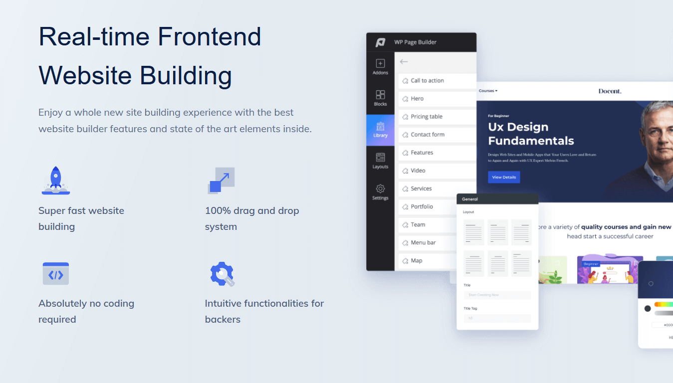 WP Page Builder features