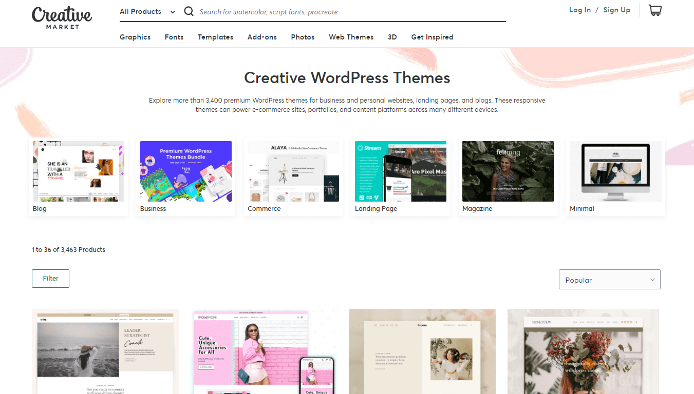 Creative Market theme categories