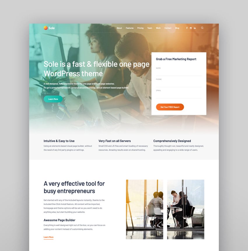 Sole - One Page WordPress Theme