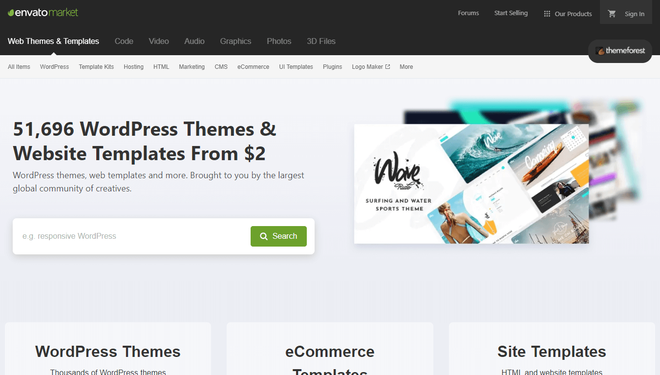 ThemeForest homepage