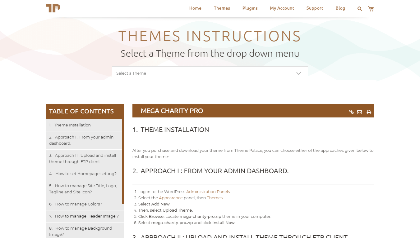 Theme Palace theme instructions