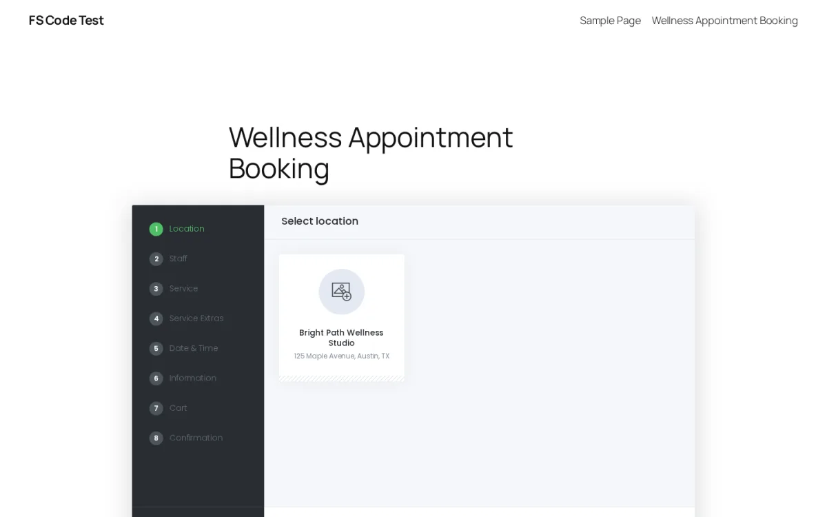 Booknetic step-by-step booking widget on a WordPress page