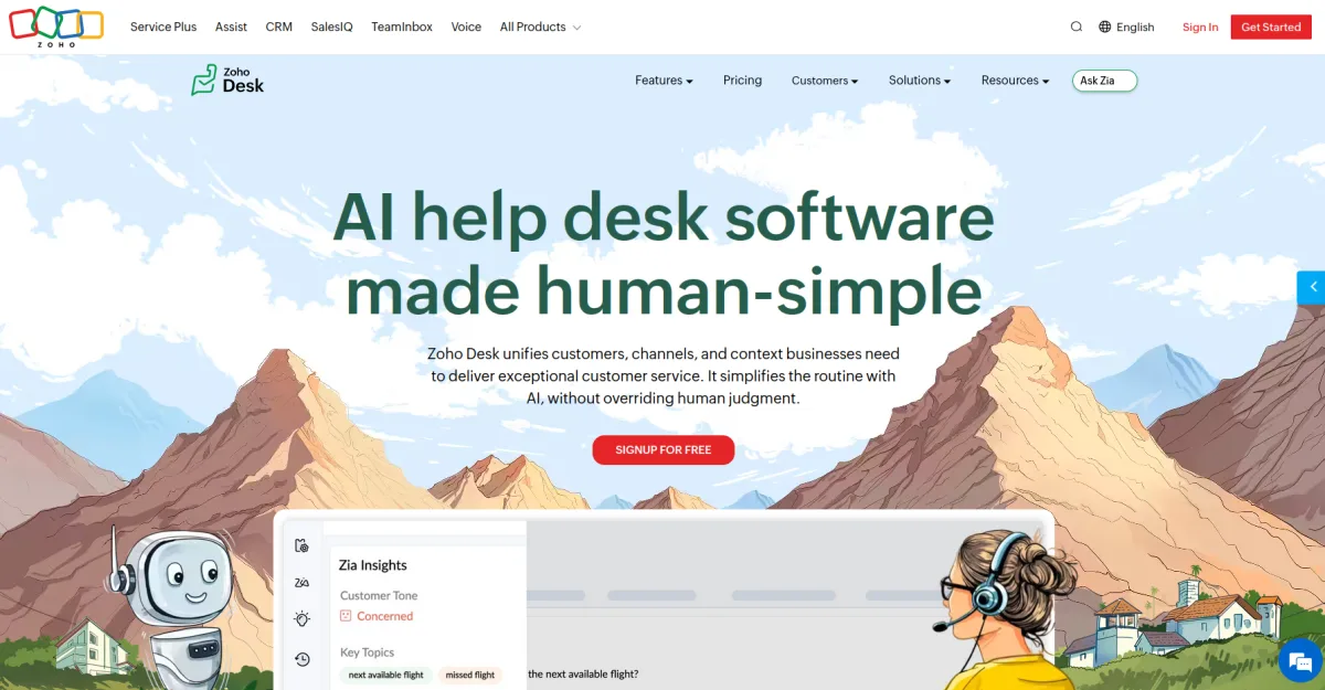 Zoho Desk helpdesk software screenshot