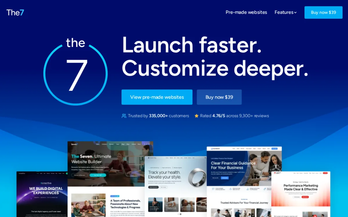 The7 prebuilt websites gallery screenshot