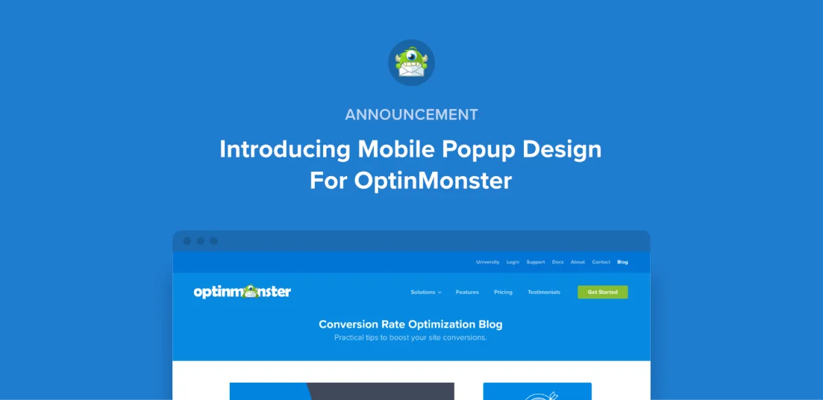OptinMonster popup builder showing the drag and drop campaign editor with the exit intent rule, template library, and conversion analytics dashboard