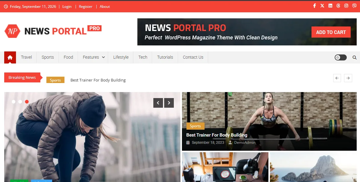 News Portal Pro premium WordPress theme homepage