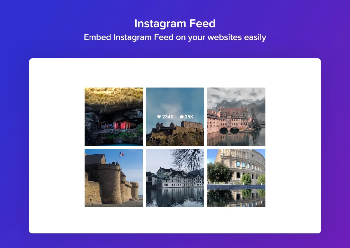 PowerPack Addons for Elementor Instagram Feed widget rendered on a WordPress page with custom card layout