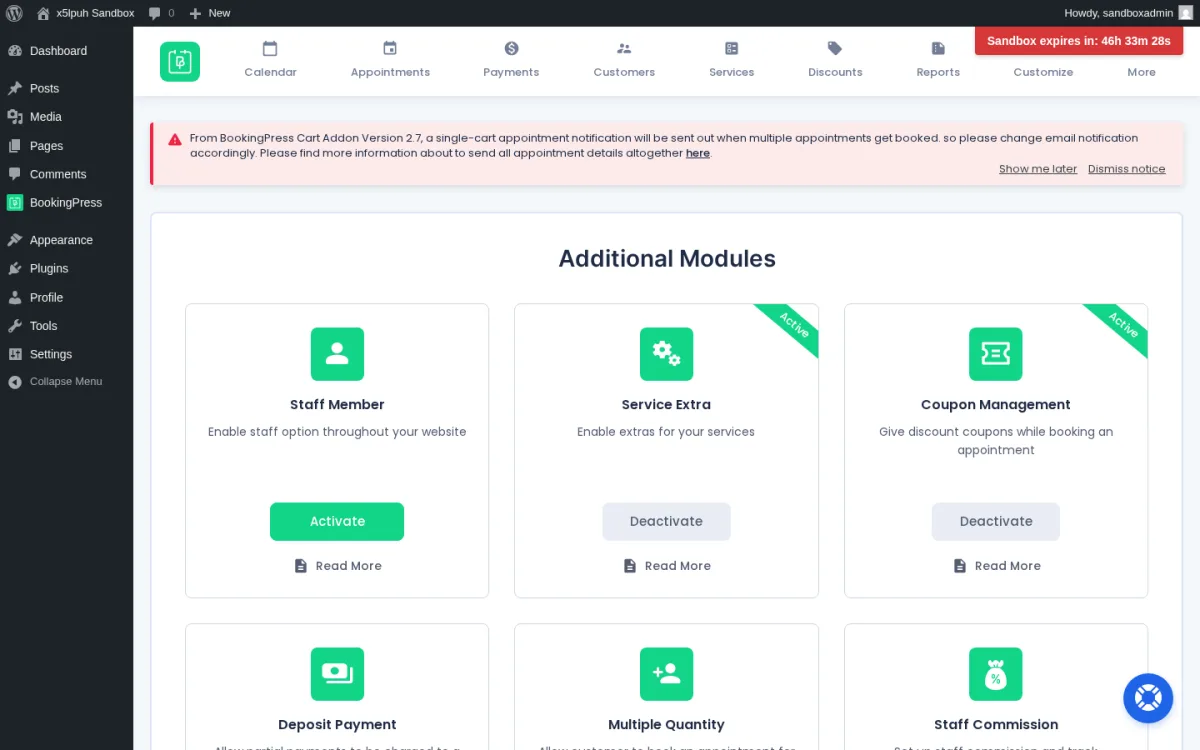 BookingPress Add-ons — modules, payment gateways and integrations with one-click activation