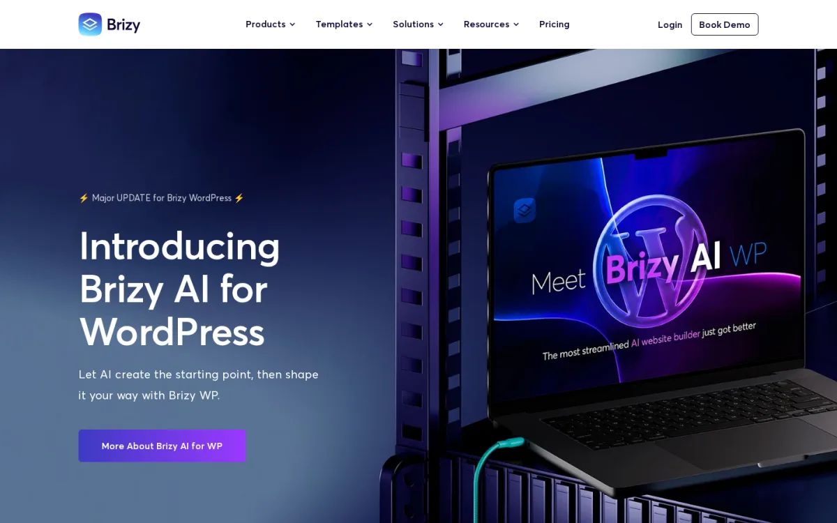 Brizy WordPress visual page builder for non-techies homepage in 2026
