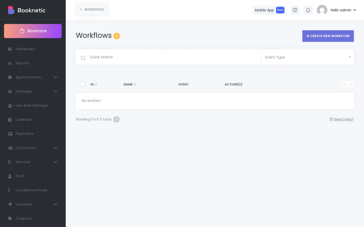 Booknetic Workflows module with builder controls
