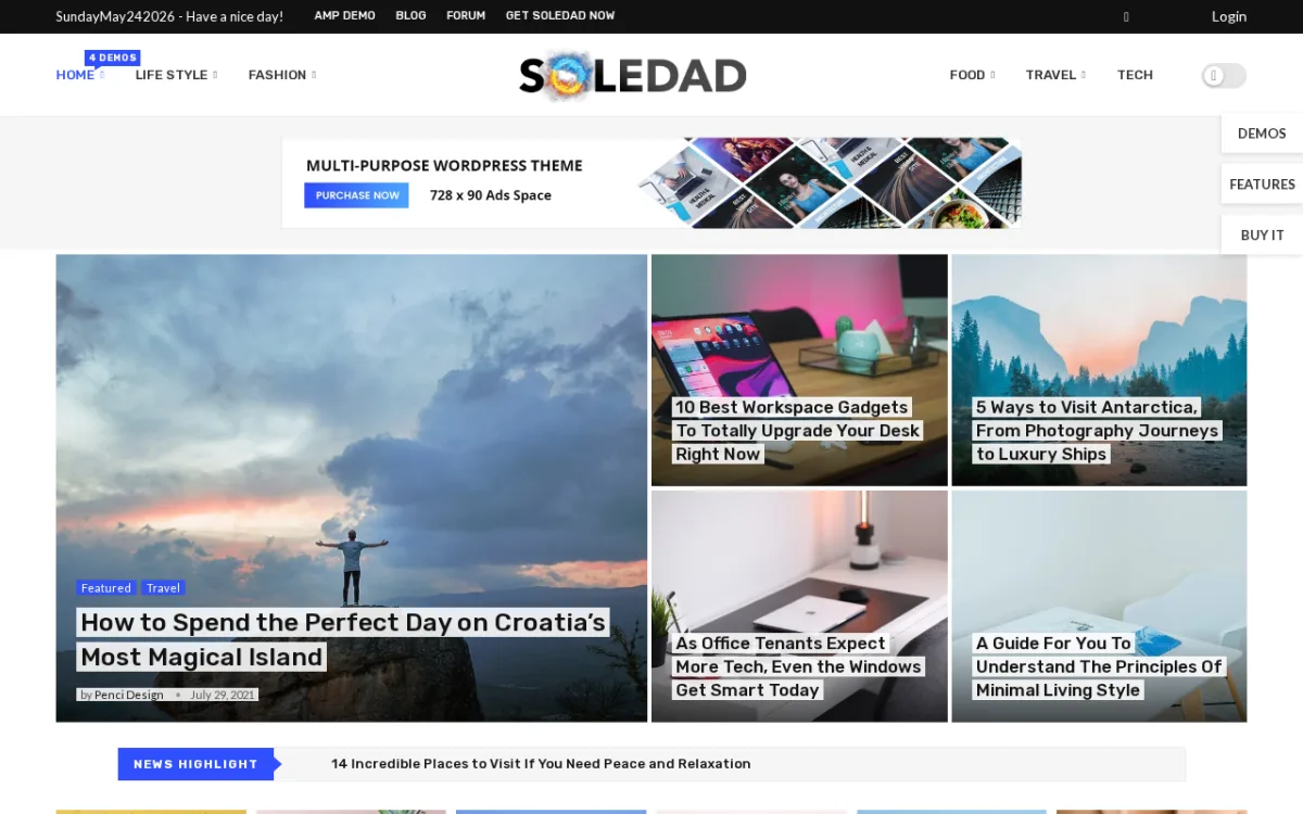 Soledad demo gallery screenshot