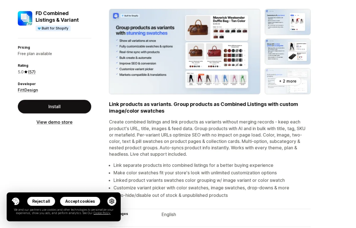 FD Combined Listings and Variant app on the Shopify App Store