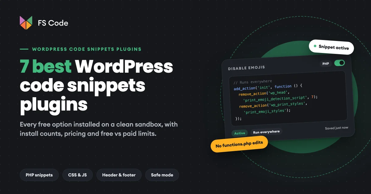 7 Best WordPress Code Snippets Plugins in 2026 (Free + Paid, Hands-on Tested)