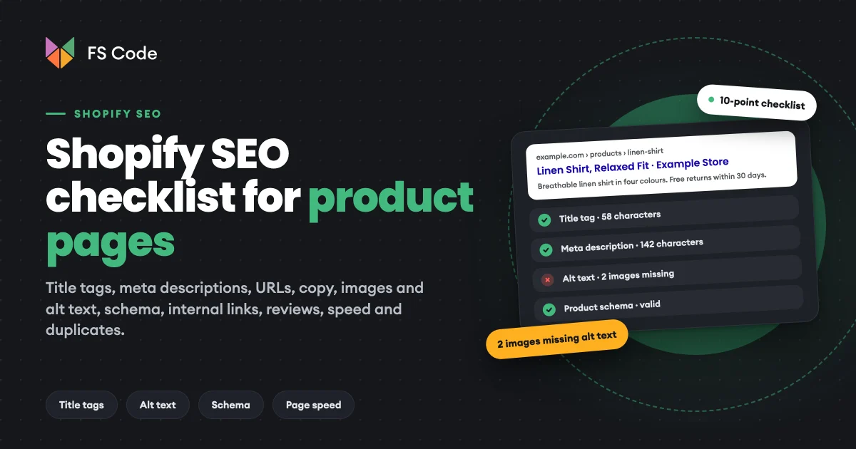 Shopify SEO Checklist for Product Pages