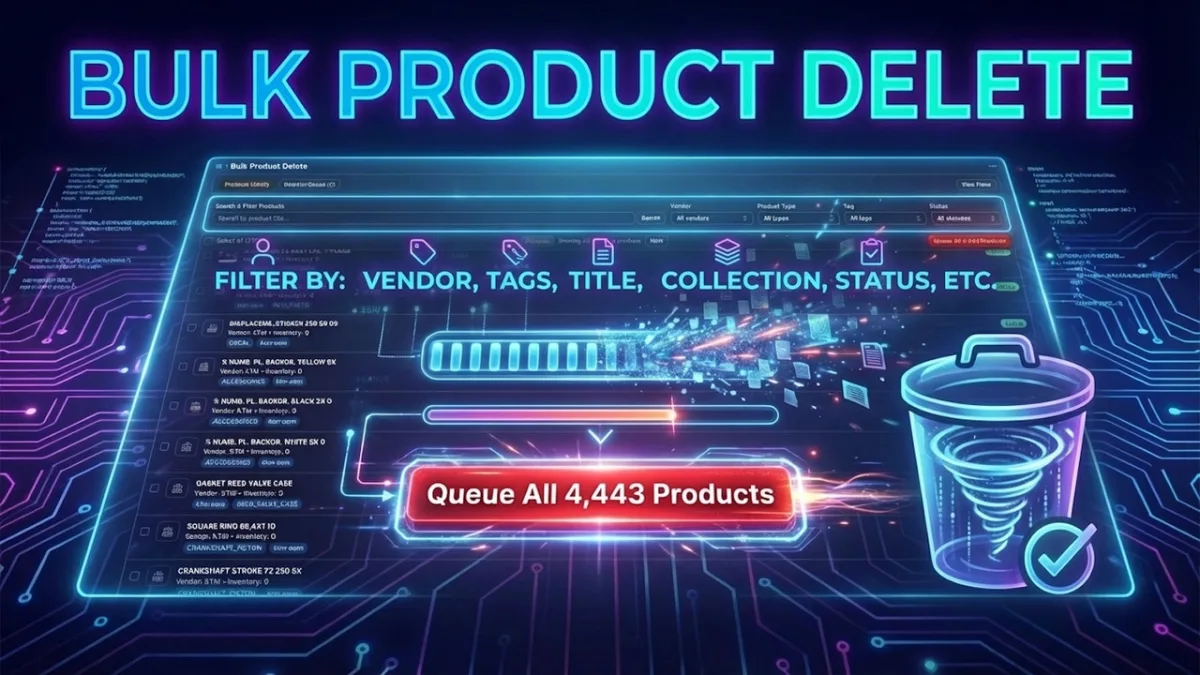 Bulkify Bulk Delete Products Shopify app - delete by vendor, tag, type, stock, and duplicates
