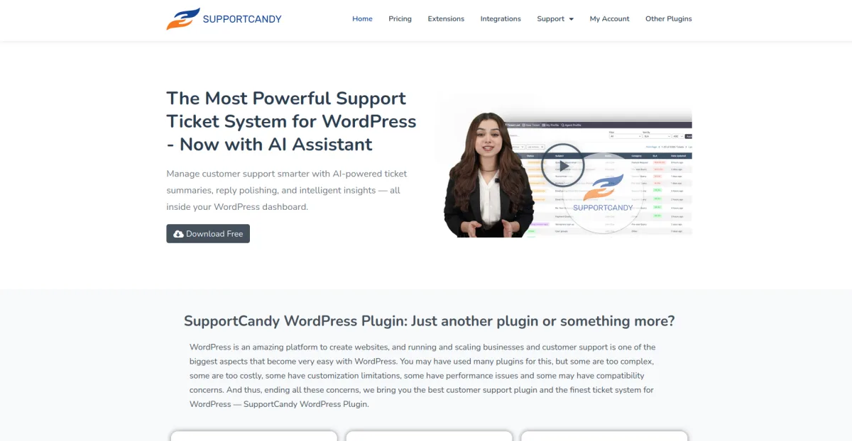 SupportCandy WordPress support ticket plugin screenshot