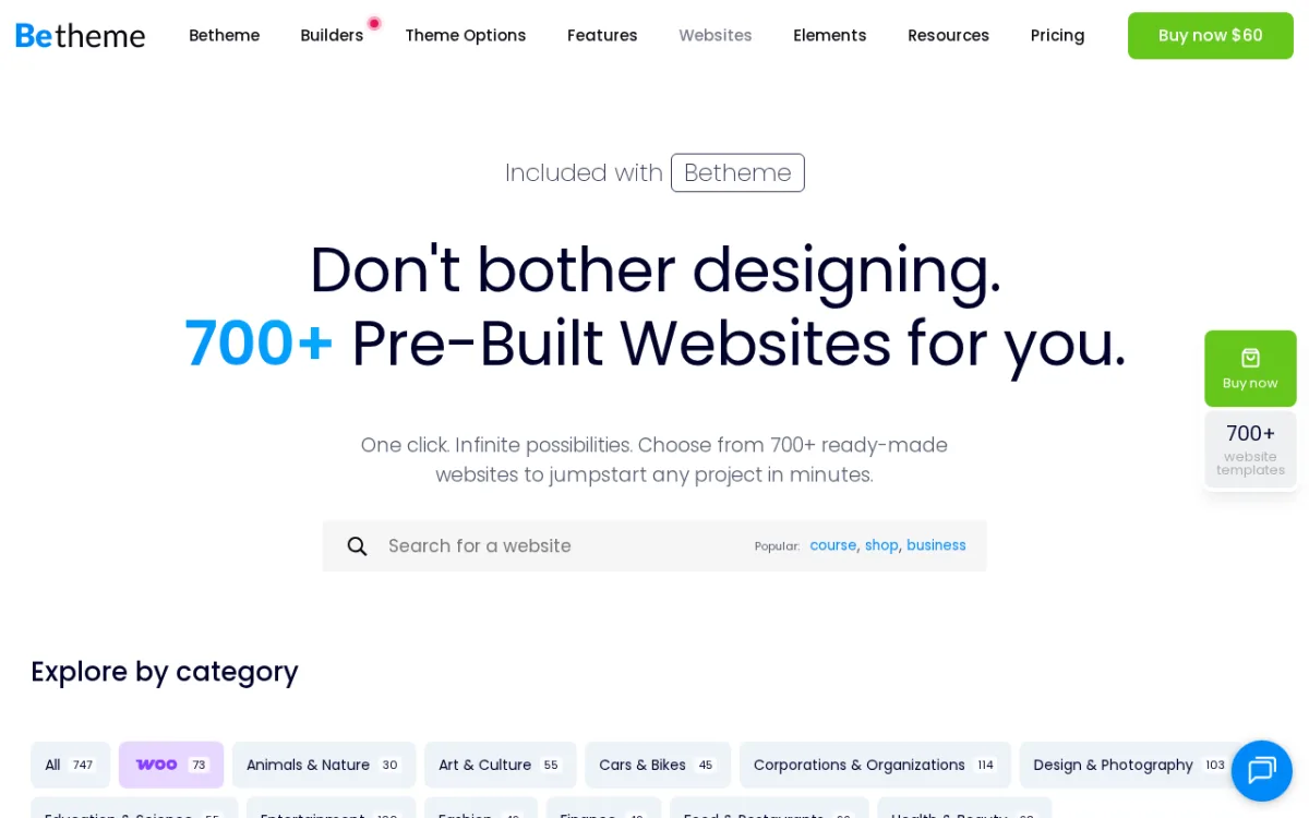 BeTheme prebuilt websites gallery screenshot